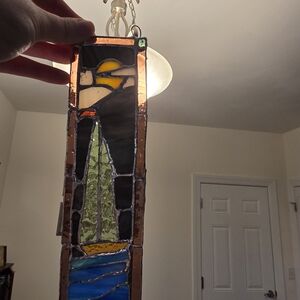 Handmade Stained Glass Sailboat Panel - Multicolor